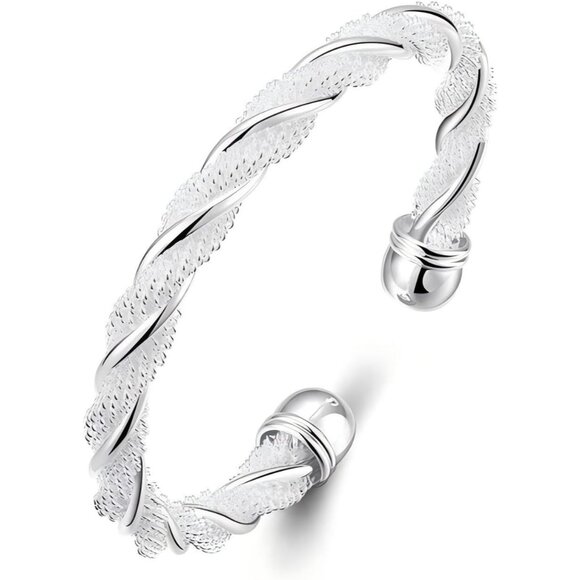 Ladies Sterling Silver Adjustable Open Cuff Bracelet Handmade Italian Jewelry Gi - Picture 1 of 7